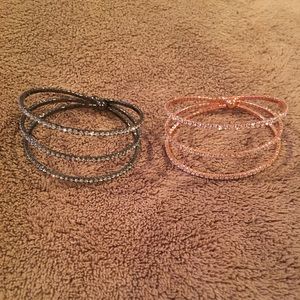 Rhinestone cuffed bracelet bundle
